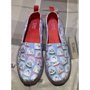 TOMS Alpargata Holiday‎ Slip On Flat Girls Pink Flats Casual